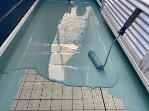 ウレタン塗膜防水を塗ったベランダ